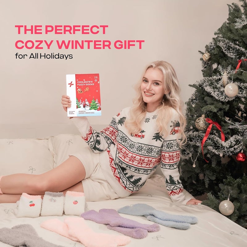 CoolMate Store GLOBAL Fuzzy Socks for Women Valetines Gift Box, Cozy, Soft, Stocking Stuffers, Comfy Cloud-Like Socks for Spa,Home - Image 2